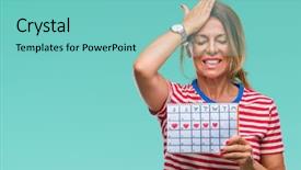  Presentation with skin anatomy face and head - Colorful PPT theme enhanced with middle age senior hispanic woman backdrop and a seafoam green colored foreground