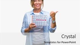  Presentation with age discrimination images - Colorful presentation theme enhanced with middle age senior hispanic woman backdrop and a white colored foreground