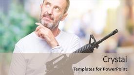  Presentation with weapon - Amazing slides having middle age senior hoary criminal backdrop and a soft green colored foreground