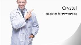  Presentation with medical hand - Beautiful PPT layouts featuring middle age senior hoary doctor backdrop and a  colored foreground
