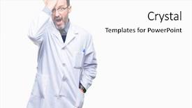  Presentation with professional - Presentation design enhanced with middle age senior hoary professional background and a  colored foreground