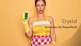  Presentation with retro 50s - Beautiful theme featuring middle-age-senior-housewife-pin backdrop and a yellow colored foreground