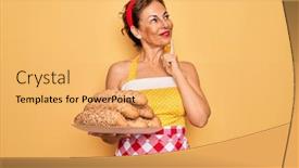  Presentation with retro 50s - Theme consisting of middle-age-senior-housewife-pin background and a yellow colored foreground