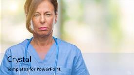  Presentation with teamwork nurse doctor - Audience pleasing PPT theme consisting of middle age senior nurse doctor backdrop and a  colored foreground