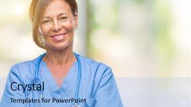  Presentation with teamwork nurse doctor - Slides consisting of middle age senior nurse doctor background and a light blue colored foreground