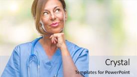 Presentation with nurse thinking - Amazing slides having middle age senior nurse doctor backdrop and a  colored foreground