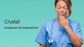  Presentation with nurse - Slide set featuring middle age senior nurse doctor background and a  colored foreground