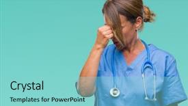  Presentation with stress nurse - Presentation theme enhanced with middle age senior nurse doctor background and a seafoam green colored foreground