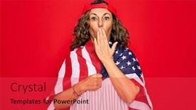  Presentation with patriotic usa - Audience pleasing slides consisting of middle-age-senior-patriotic-woman backdrop and a red colored foreground