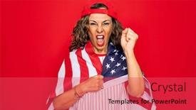  Presentation with patriotic usa - Presentation theme featuring middle-age-senior-patriotic-woman background and a red colored foreground