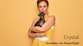  Presentation with retro 50s - Beautiful presentation theme featuring middle-age-senior-pin-up backdrop and a yellow colored foreground