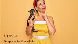  Presentation with retro 50s - Theme having middle-age-senior-pin-up background and a yellow colored foreground