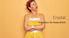  Presentation with retro 50s - Audience pleasing presentation design consisting of middle-age-senior-pin-up backdrop and a yellow colored foreground