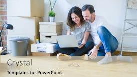  Presentation with computer love - Slide deck featuring laptop smiling happy for moving background and a soft green colored foreground