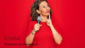  Presentation with music singing - Presentation theme enhanced with middle-age-senior-singer-woman background and a crimson colored foreground