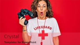  Presentation with lifeguard - Beautiful PPT layouts featuring middle-age-senior-summer-lifeguard backdrop and a red colored foreground