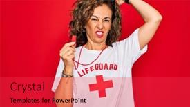  Presentation with lifeguard - Audience pleasing PPT layouts consisting of middle-age-senior-summer-lifeguard backdrop and a red colored foreground