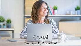  Presentation with at home senior care - Beautiful PPT theme featuring middle-age-senior-woman-sitting backdrop and a lemonade colored foreground