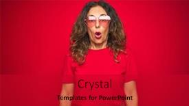  Presentation with fear - Beautiful presentation design featuring middle age senior woman wearing cute heart shaped glasses over red isolated background afraid and shocked with surprise expression fear and excited face backdrop and a crimson colored foreground