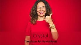  Presentation with curly hair - Beautiful presentation design featuring middle age senior woman with curly hair over red isolated background doing happy thumbs up gesture with hand approving expression looking at the camera with showing success backdrop and a crimson colored foreground