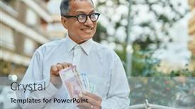  Presentation with asian - Presentation design with middle-age-southeast-asian-man background and a light blue colored foreground