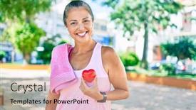  Presentation with heart health - Cool new theme with middle-age-sportswoman-asking backdrop and a coral colored foreground