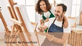  Presentation with middle school - PPT layouts having middle-age-student-and-teacher background and a coral colored foreground