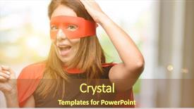  Presentation with hero mask woman - PPT layouts with middle age super hero woman background and a tawny brown colored foreground
