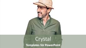  Presentation with explorer - Presentation theme having middle-age-tourist-man background and a gray colored foreground