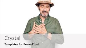  Presentation with explorer - PPT theme consisting of middle-age-tourist-man background and a white colored foreground