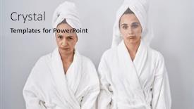  Presentation with woman crying - Presentation design having middle-age-woman-and-daughter background and a light gray colored foreground