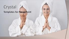  Presentation with forgiveness - PPT theme with middle-age-woman-and-daughter background and a light gray colored foreground