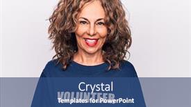  Presentation with volunteer - Colorful slide set enhanced with middle-age-woman-asking backdrop and a ocean colored foreground