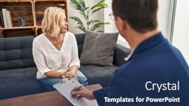  Presentation with psychology - PPT theme with middle-age-woman-at-psychology background and a  colored foreground