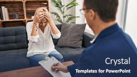  Presentation with migraine - Presentation design featuring middle-age-woman-at-psychology background and a ocean colored foreground