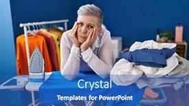  Presentation with ironing - PPT layouts featuring middle-age-woman-boring-leaning background and a teal colored foreground