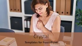  Presentation with chest pain - Slide deck consisting of middle-age-woman-business-worker background and a coral colored foreground