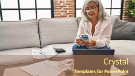  Presentation with counting - Presentation with middle-age-woman-counting-sloty background and a  colored foreground