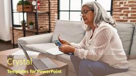  Presentation with counting - PPT theme having middle-age-woman-counting-sloty background and a coral colored foreground