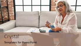  Presentation with counting - Slides consisting of middle-age-woman-counting-sloty background and a coral colored foreground