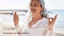  Presentation with exercise - Slide deck with middle-age-woman-doing-yoga background and a lemonade colored foreground