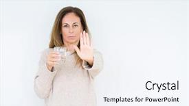  Presentation with drinking glass - Colorful slide set enhanced with middle age woman drinking glass backdrop and a  colored foreground