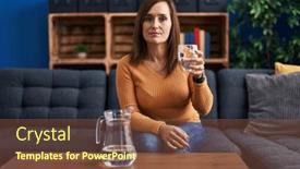  Presentation with attitude - PPT theme with middle-age-woman-drinking-glass background and a tawny brown colored foreground