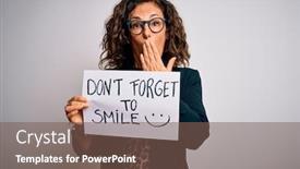  Presentation with forget - Colorful slides enhanced with middle-age-woman-holding-banner backdrop and a violet colored foreground