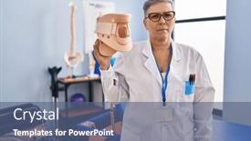  Presentation with cervical - Presentation with middle-age-woman-holding-cervical background and a ocean colored foreground