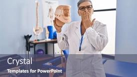  Presentation with cervical - PPT theme consisting of middle-age-woman-holding-cervical background and a ocean colored foreground