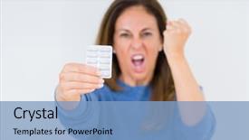  Presentation with pharmaceutical utility - Audience pleasing PPT theme consisting of middle age woman holding pharmaceutical backdrop and a light blue colored foreground