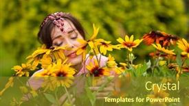  Presentation with indian woman - Presentation design featuring middle-age-woman-in-pink background and a tawny brown colored foreground