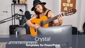  Presentation with classical music - Presentation design consisting of middle-age-woman-musician-playing background and a gray colored foreground