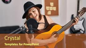  Presentation with classical guitar - Theme consisting of middle-age-woman-musician-singing background and a red colored foreground